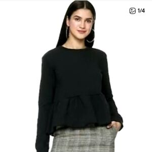 HEART HIPS Black Peplum Top